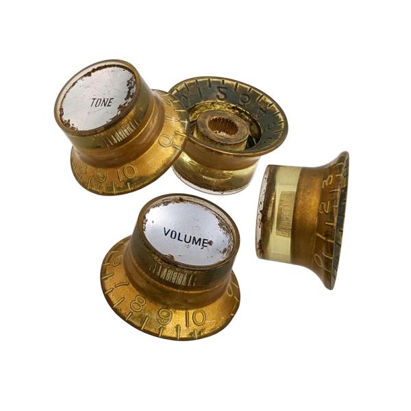 YJB PARTS リフレクターノブ レリックゴールド/シルバートップ ミリ 4pcs (メール便の...