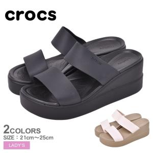 クロックス サンダル レディース ブルックリン ミッド ウェッジ CROCS 206219 ブラック 黒 ホワイト 白 ストラップ つっかけ