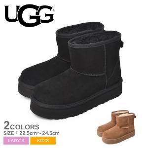 アグ ムートンブーツ レディース キッズ ジュニア 子供 CLASSIC MINI PLATFORM UGG 1143700K ブラック 黒 ブラウン ブーツ 本革｜z-craft