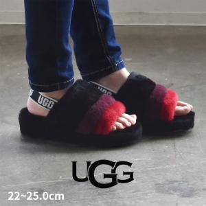 アグ サンダル レディース フラッフ イヤー スライド UGG 1116330 ブラックマルチ ムートン シープスキン ふわふわ もこもこ 靴