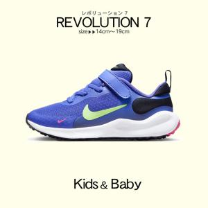 ナイキ スニーカー キッズ ジュニア 子供 レボリューション 7 NIKE FB7690 ブルー 青 男の子 女の子 子ども シューズ 靴 ロゴ｜z-craft