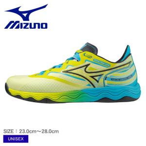 送料無料 ミズノ 卓球シューズ メンズ レディース ユニセックス ウエーブメダル NEO MIZUNO 81GA2325 ブルー 青 イエロー スニーカー 靴｜z-craft