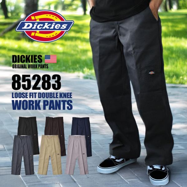 ディッキーズ パンツ メンズ ツウィル ダブルニー ワークパンツ DICKIES 85283 ブラッ...