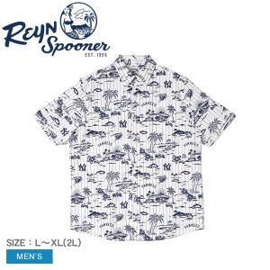 レインスプーナー 半袖シャツ メンズ NEW YORK YANKEES COOPERSTOWN PERFORMANCE BUTTON FRONT REYN SPOONER B592513123 白 紺｜z-craft