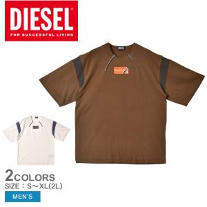 ディーゼル 半袖Tシャツ メンズ T-BEST DIESEL A085680NFAE ホワイト 白 ブラウン 茶 トップス 半袖 Tシャツ ブランド シンプル 父の日｜z-craft