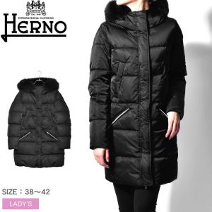 ヘルノ アウター レディース ロング サテン ダウン ジャケット HERNO PI1138D-12170 ブラック 黒 ジャケット ダウン ブランド