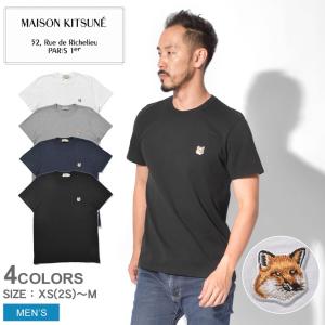 メゾンキツネ MAISON KITSUNE Tシャツ 半袖 フォックスヘッドパッチTシャツ メンズ  刺繍 シンプル｜z-craft