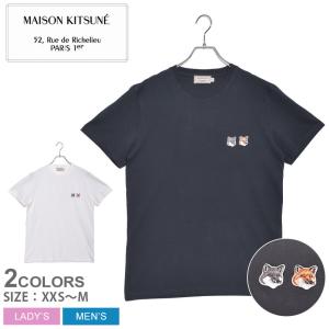 （ゆうパケット可） メゾンキツネ 半袖Tシャツ メンズ レディース Tシャツ ダブルフォックス ヘッドパッチ MAISON KITSUNE BU00103KJ0008 ブラック｜z-craft