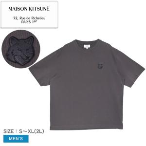メゾンキツネ 半袖Tシャツ メンズ フォックスヘッド オーバーサイズ Tシャツ MAISON KITSUNE PM00109KJ0119 グレー ウェア 半袖
