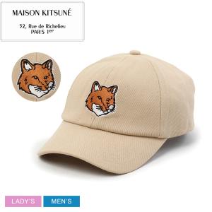 メゾンキツネ 帽子 メンズ レディース ラージ フォックスヘッド 6P キャップ MAISON KITSUNE PM06100WW0096 ベージュ 帽子 ロゴ
