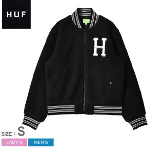 送料無料 ハフ アウター メンズ レディース SHERPA VARSITY JACKET HUF JK00379 黒 スタジャン スタジアムジャケット ジャケット｜z-craft