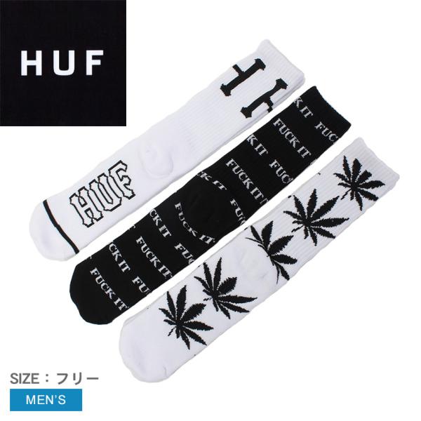 ハフ 靴下・ソックス メンズ バラエティ ソックス 3パック ブラック/ホワイト HUF SK007...