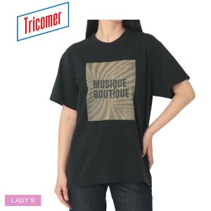 トリコメル 半袖Tシャツ レディース MUSIQUE BOUTIQUE TRICOMER TRC-VTG-261014 ブラック 黒 トップス ウェア 半袖 カジュアル