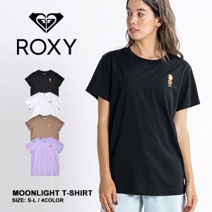 SALE （ゆうパケット送料無料） ロキシー Tシャツ レディース MOONLIGHT 刺繍 Tシャツ ROXY RST231107 ホワイト 白 ブラック 黒 トップス 半袖｜z-craft