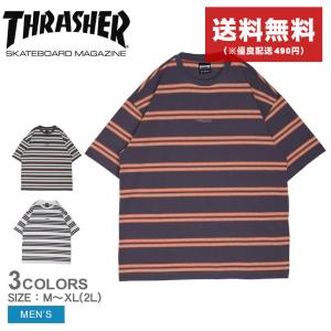 送料無料 スラッシャー 半袖Tシャツ メンズ GONZ ロゴ ボーダー S/S ティー THRASHER TH5237S ウェア トップス 半袖｜z-craft