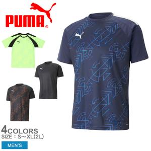 送料無料 プーマ トレーニングウェア メンズ サッカー TEAMLIGA グラフィック 半袖 シャツ PUMA 658686  ネイビー 紺 父の日｜z-craft