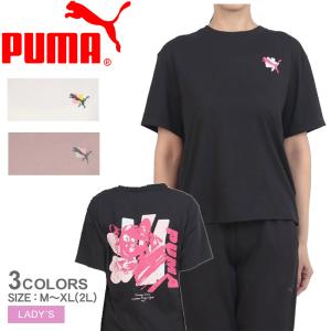 プーマ 半袖Tシャツ レディース キャットグラフィックＴシャツ PUMA 528870 ブラック 黒 ホワイト 白 バックプリント ロゴ