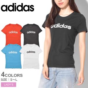 （ゆうパケット送料無料）アディダス 半袖Tシャツ レディース トップス リニア コットン スポーツ ADIDAS ロゴ トレーニング 運動 黒 白｜z-craft