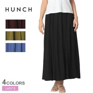 ハンチ フレアロングスカート レディース とろみRN ツイルパネルスカート HUNCH WQN5349 ブラック 黒 レッド 赤 フレアスカート