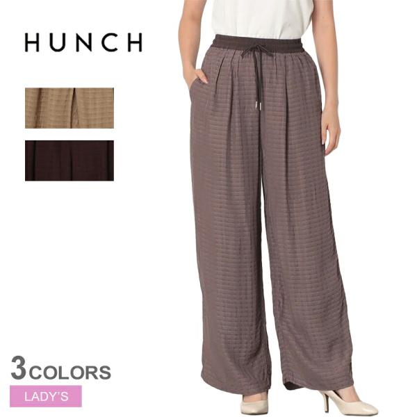 ハンチ ワイドパンツ レディース DOBBY CHECK イージーパンツ HUNCH WFH5327...
