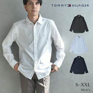 トミーヒルフィガー 長袖シャツ メンズ ポプリンボタンダウンシャツ TOMMY HILFIGER MW25035 ネイビー 紺 ホワイト 白 ウェア 綿 爆買