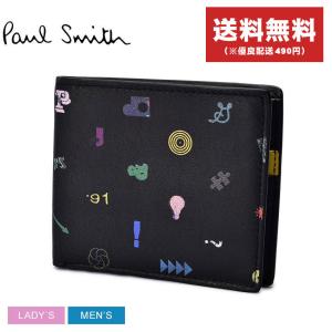 送料無料 ポール スミス 財布 メンズ レディース グラフィック プリント ビルフォールド ウォレット PAUL SMITH 7023-HGRAPH 黒｜z-craft