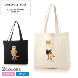 メゾンキツネ トートバッグ メンズ レディース ドレスド フォックス トート MAISON KITSUNE QU05108WW9042 ベージュ ブラック 黒