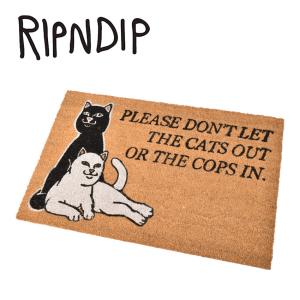 リップンディップ ドアマット DON’T LET THE COPS IN DOOR MAT RIPNDIP RND4056 ブラウン インテリア 雑貨 玄関 入口 入り口 猫