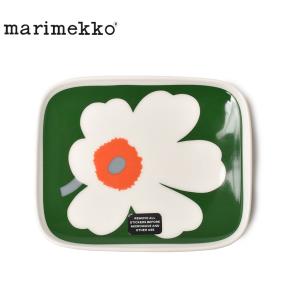 マリメッコ 食器 Unikko 60th プレート MARIMEKKO 73089 グリーン 緑 ホワイト 白 花柄 ウニッコ キッチン 北欧 インテリア 角皿｜z-craft