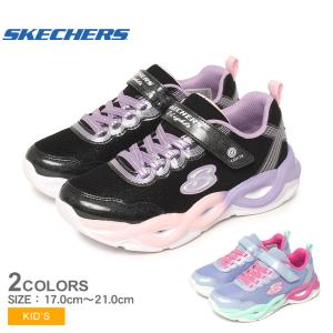 スケッチャーズ スニーカー キッズ ジュニア 子供 SKECHERS 303717L ブラック 黒 ブルー 青 靴 運動靴 シューズ 通学 通園 ローカット Sライツ 面テープ 光る｜z-mall