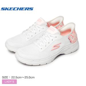 スケッチャーズ スニーカー レディース SKECHERS 124627 ホワイト 白 ピンク 靴 シューズ スリップインズ SLIP-INS 軽量 ワイド ローカット ウォーキング｜z-mall