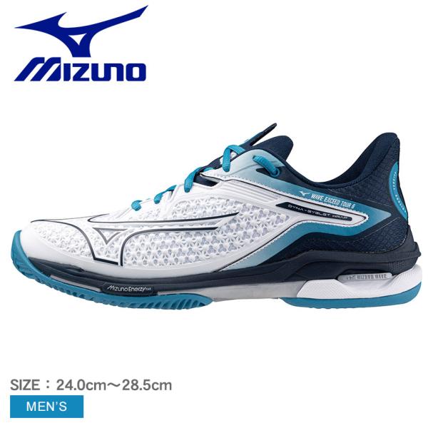 ミズノ テニスシューズ メンズ MIZUNO 61GB2472 ホワイト 白 ネイビー 靴 シューズ...