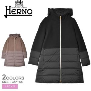 ヘルノ　ダウンパーカー　サイズ42　黒×グレー HERNO（ヘルノ） アウター レディース ダイアゴナル ウール アンド