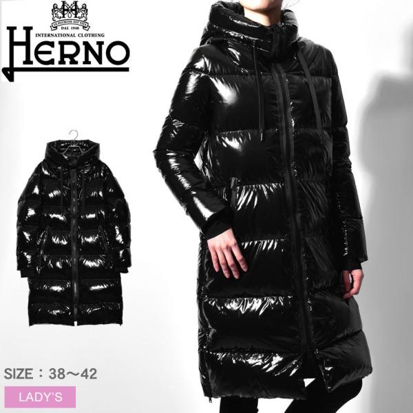 ヘルノ アウター レディース ロング ダウン ジャケット HERNO PI122DL-12345 黒...