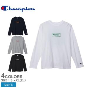 【ゆうパケット可】 チャンピオン 長袖Tシャツ メンズ CHAMPION C3-Y419 ブラック 黒 ホワイト 白 トップス ロンT カジュアル ロゴ プリント クルーネック｜z-mall