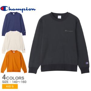 チャンピオン スウェット キッズ ジュニア 子供 CHAMPION CK-C001 ブラック 黒 ブルー 青 長袖Tシャツ スエット クルーネック ウエア トップス