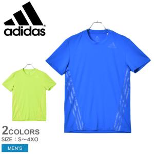 （ゆうパケット送料無料） アディダス　Tシャツ 半袖 メンズ AERO 3ストライプス Tシャツ ADIDAS GLC03 ブルー 青 グリーン スポーツ ロゴ シンプル｜z-mall
