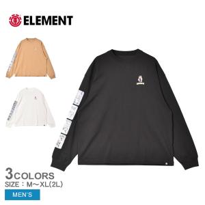 エレメント 長袖Tシャツ メンズ ELEMENT BD022066 ベージュ ブラック 黒 ホワイト 白 トップス 長袖 オーバーサイズ ワイド クルーネック スポーティ ストリート｜Z-MALL ヤフーショッピング店