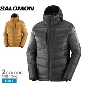 サロモン アウター メンズ SALOMON LC2103500 LC2103600 ブラック 黒 ブラウン 茶 ダウンジャケット シンプル フード ジップアップ ロゴ ワンポイント｜z-mall