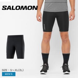 サロモン レギンス メンズ クロスラン 9 SALOMON LC1867800 黒 ボトムス タイツ ショート丈 スポーティ 軽量 スポーツ｜z-mall