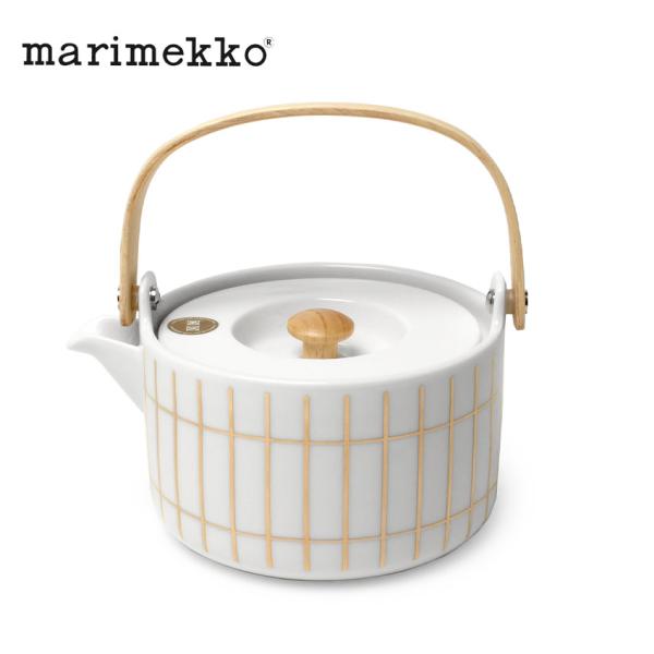 マリメッコ ポット MARIMEKKO 72862 ホワイト 白 ゴールド 北欧 雑貨 陶磁器 蓋付...