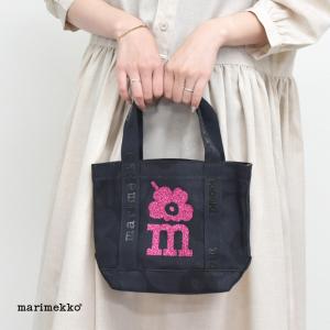 マリメッコ トートバッグ ランチバッグ MARIMEKKO CARRIER MINI UNIKKO 小さめ 北欧 弁当 プレゼント ギフト 贈り物 ウニッコ 花柄 総柄 ブラック 黒
