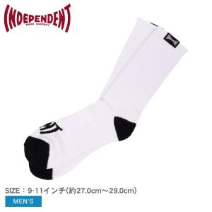 インディペンデント 靴下 メンズ SPAN SPLIT SOCKS CREW INDEPENDENT 44643351 ホワイト 白 ブラック 黒 くつした くつ下 ロゴ｜z-sports