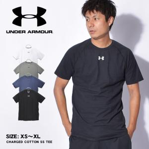 （ゆうパケット送料無料） アンダーアーマー Tシャツ 半袖 メンズ チャージドコットン ショートスリーブ UNDER ARMOUR 1351570 ブラック 黒｜z-sports