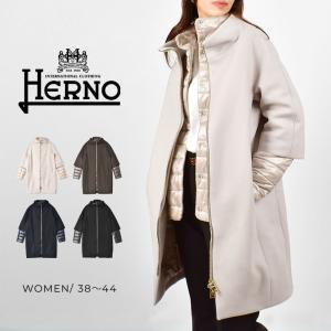 Herno ノーカラー春ロングコート　44 HERNO（ヘルノ） ロングコート NEW TECHNO TAFFETA 大きいサイズあり
