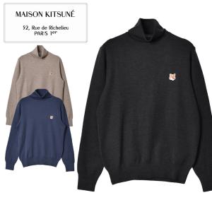 メゾンキツネ セーター メンズ FOX HEAD PATCH TURTLENECK MAISON KITSUNE HM00508KT1036 HM00515KT1036 黒 送料無料｜z-sports