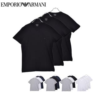 エンポリオ アルマーニ Tシャツ 半袖 メンズ VNECK 3PCK EMPORIO ARMANI 110856 ブラック 黒 ホワイト 白 ネイビー グレー 半袖 アンダーウエア Tシャツ