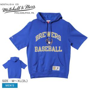 送料無料 ミッチェルアンドネス メンズ MLB ミルウォーキー・ブルワーズ ショート スリーブ フリース フード MITCHELL ＆ NESS｜z-sports