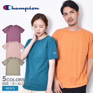 （ネコポス配送）チャンピオン 半袖Tシャツ メンズ レディース T1011 ポケットTシャツ CHAMPION C5-V305 パープル ウエア ロゴ
