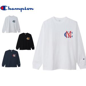 （ゆうパケット送料無料）チャンピオン 長袖Tシャツ メンズ ロングスリーブTシャツ CHAMPION C3-W416  ネイビー 紺 長袖｜z-sports